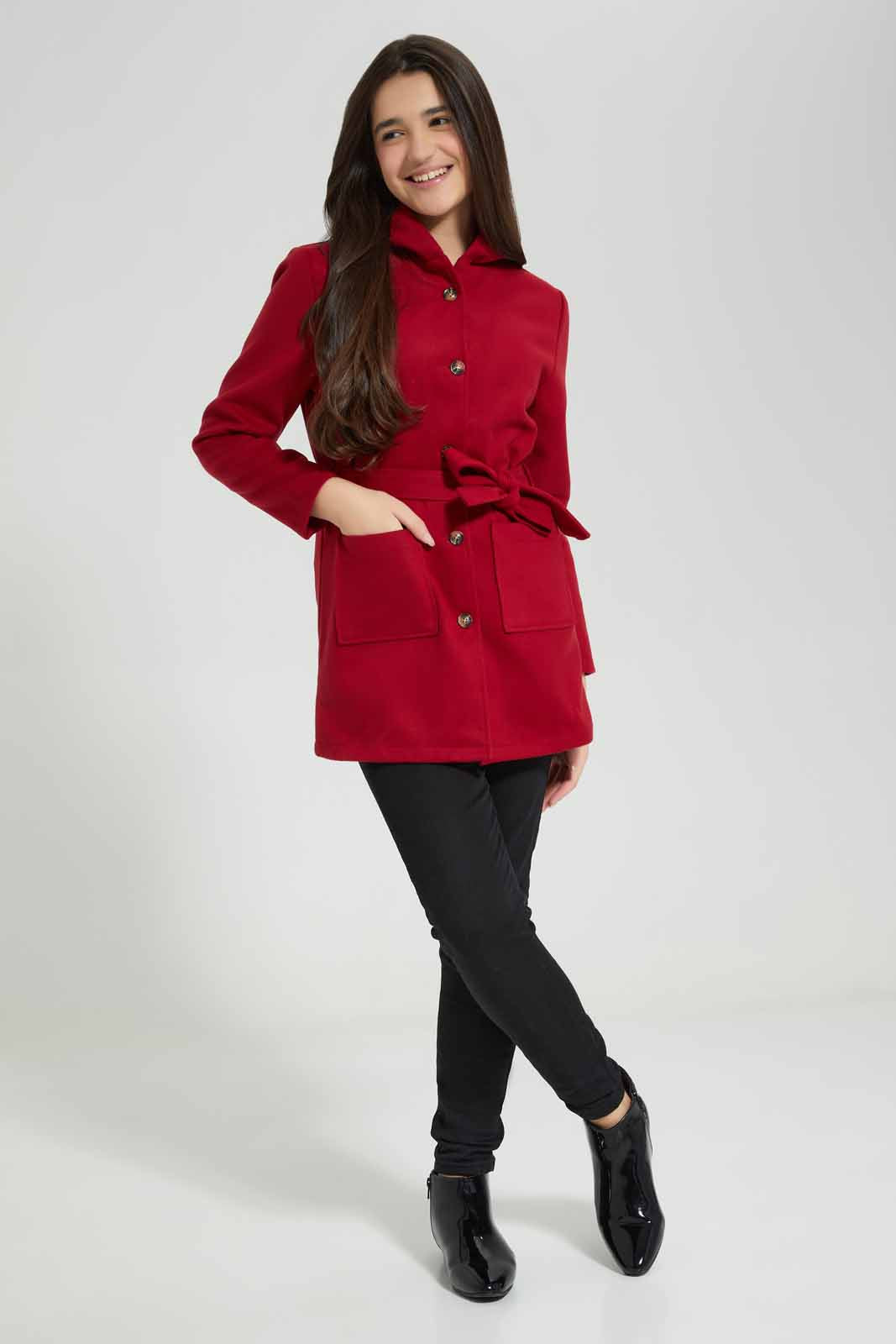 Redtag-Maroon-Hoody-Melton-Category:Jackets,-Colour:Burgundy,-Deals:New-In,-EHW,-Filter:Senior-Girls-(8-to-14-Yrs),-GSR-Jackets,-New-In-GSR-APL,-Non-Sale,-Section:Girls-(0-to-14Yrs),-W22B-Senior-Girls-9 to 14 Years