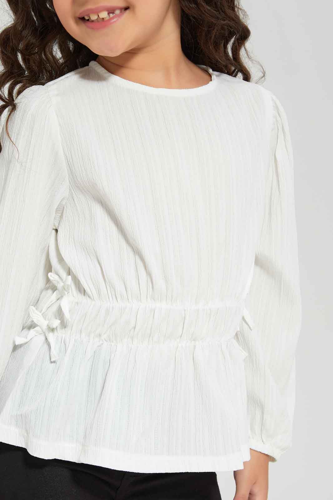 Redtag-VLD-BLOUSE-PEPLUM---WHITE-Category:Blouses,-Colour:White,-Deals:New-In,-Dept:Girls,-Filter:Girls-(2-to-8-Yrs),-GIR-Blouses,-New-In-GIR-APL,-Non-Sale,-Section:Girls-(0-to-14Yrs),-W22B-Girls-2 to 8 Years