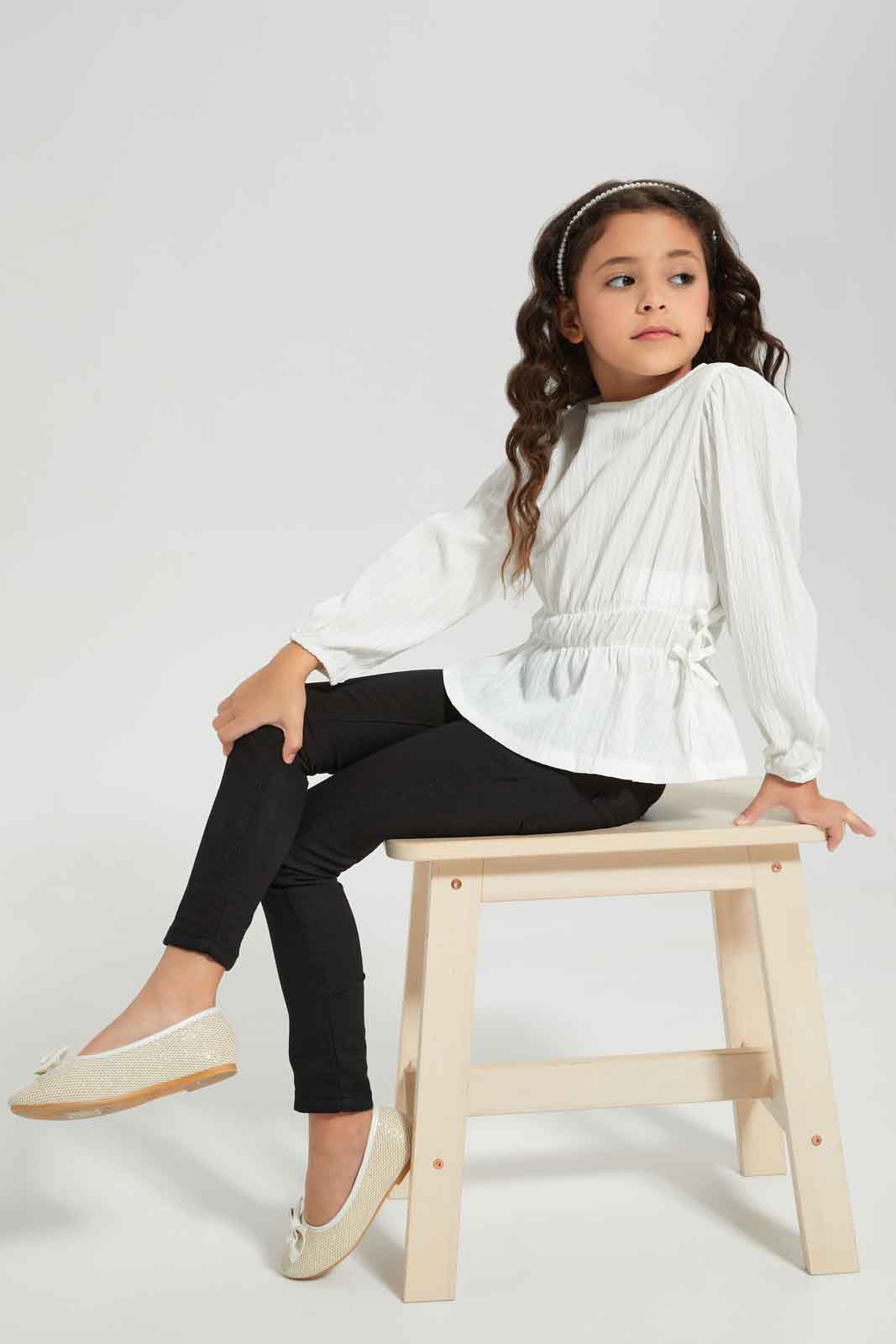 Redtag-VLD-BLOUSE-PEPLUM---WHITE-Category:Blouses,-Colour:White,-Deals:New-In,-Dept:Girls,-Filter:Girls-(2-to-8-Yrs),-GIR-Blouses,-New-In-GIR-APL,-Non-Sale,-Section:Girls-(0-to-14Yrs),-W22B-Girls-2 to 8 Years