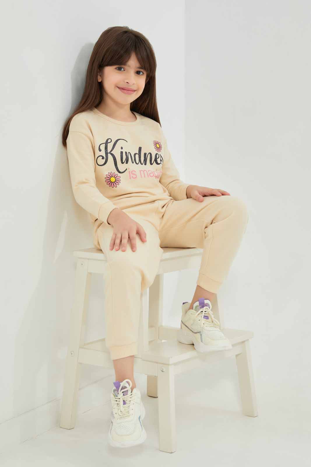 Redtag-Beige-French-Terry-Jogsuit-Category:Jog-Sets,-Colour:Beige,-Deals:New-In,-Filter:Girls-(2-to-8-Yrs),-GIR-Jog-Sets,-New-In-GIR-APL,-Non-Sale,-Section:Girls-(0-to-14Yrs),-W22B-Girls-2 to 8 Years