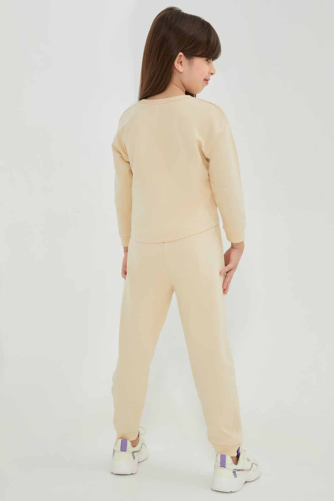 Redtag-Beige-French-Terry-Jogsuit-Category:Jog-Sets,-Colour:Beige,-Deals:New-In,-Filter:Girls-(2-to-8-Yrs),-GIR-Jog-Sets,-New-In-GIR-APL,-Non-Sale,-Section:Girls-(0-to-14Yrs),-W22B-Girls-2 to 8 Years