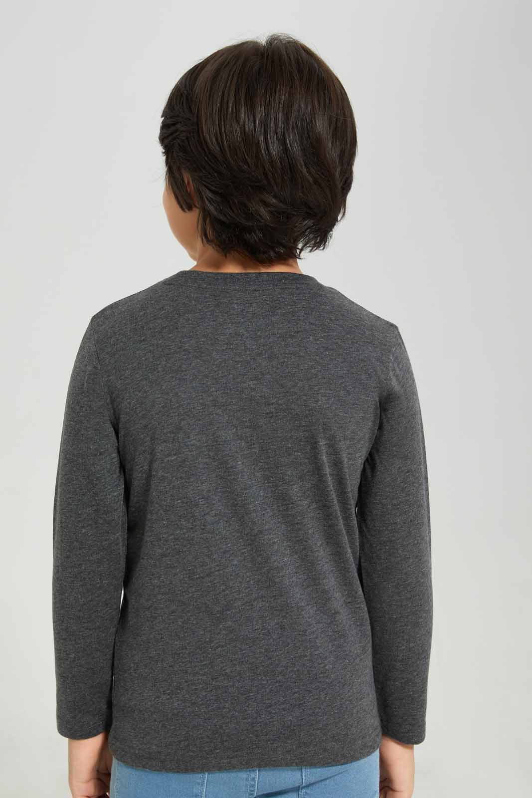 Redtag-Charcoal-Work-Zone-Force-Long-Sleeve-Graphic-T-Shirt-BOY-T-Shirts,-Category:T-Shirts,-Colour:Charcoal,-Deals:New-In,-Filter:Boys-(2-to-8-Yrs),-New-In-BOY-APL,-Non-Sale,-Section:Boys-(0-to-14Yrs),-TBL,-W22B-Boys-2 to 8 Years