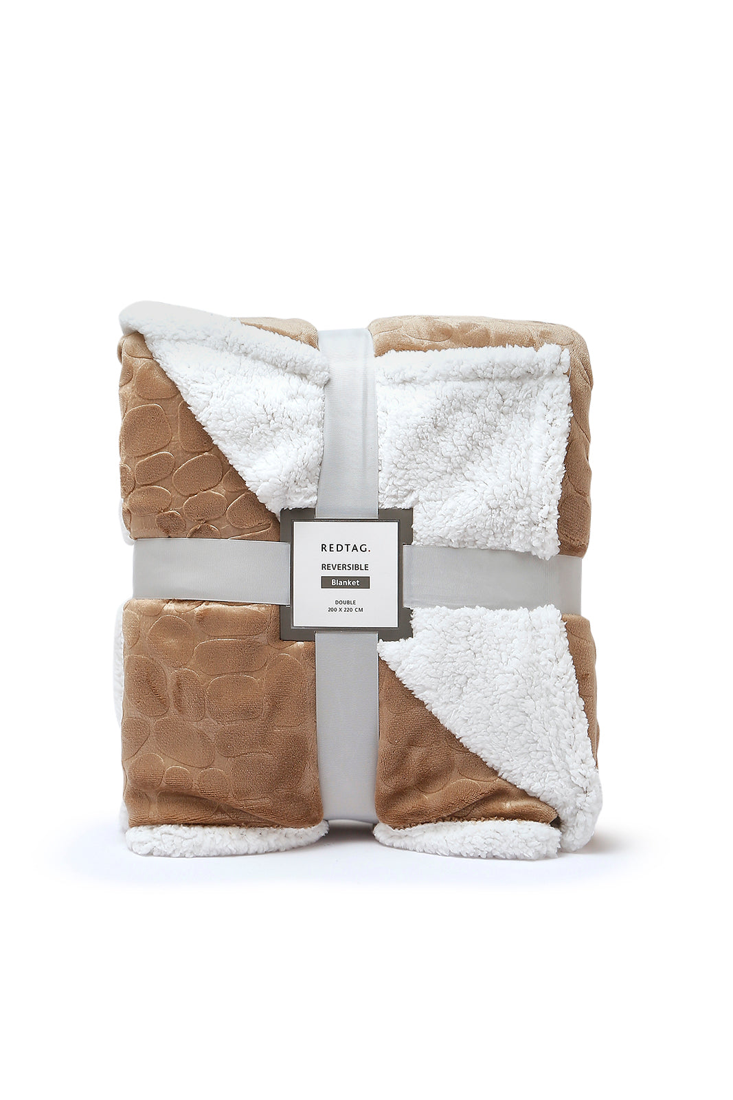 Redtag-Brown-Reversible-Textured-Blanket-(Double-Size)-Category:Blankets,-Colour:Brown,-Deals:New-In,-Dept:Home,-Filter:Home-Bedroom,-HMW-BED-Blankets,-New-In-HMW-BED,-Non-Sale,-S23A,-Section:Homewares-Home-Bedroom-