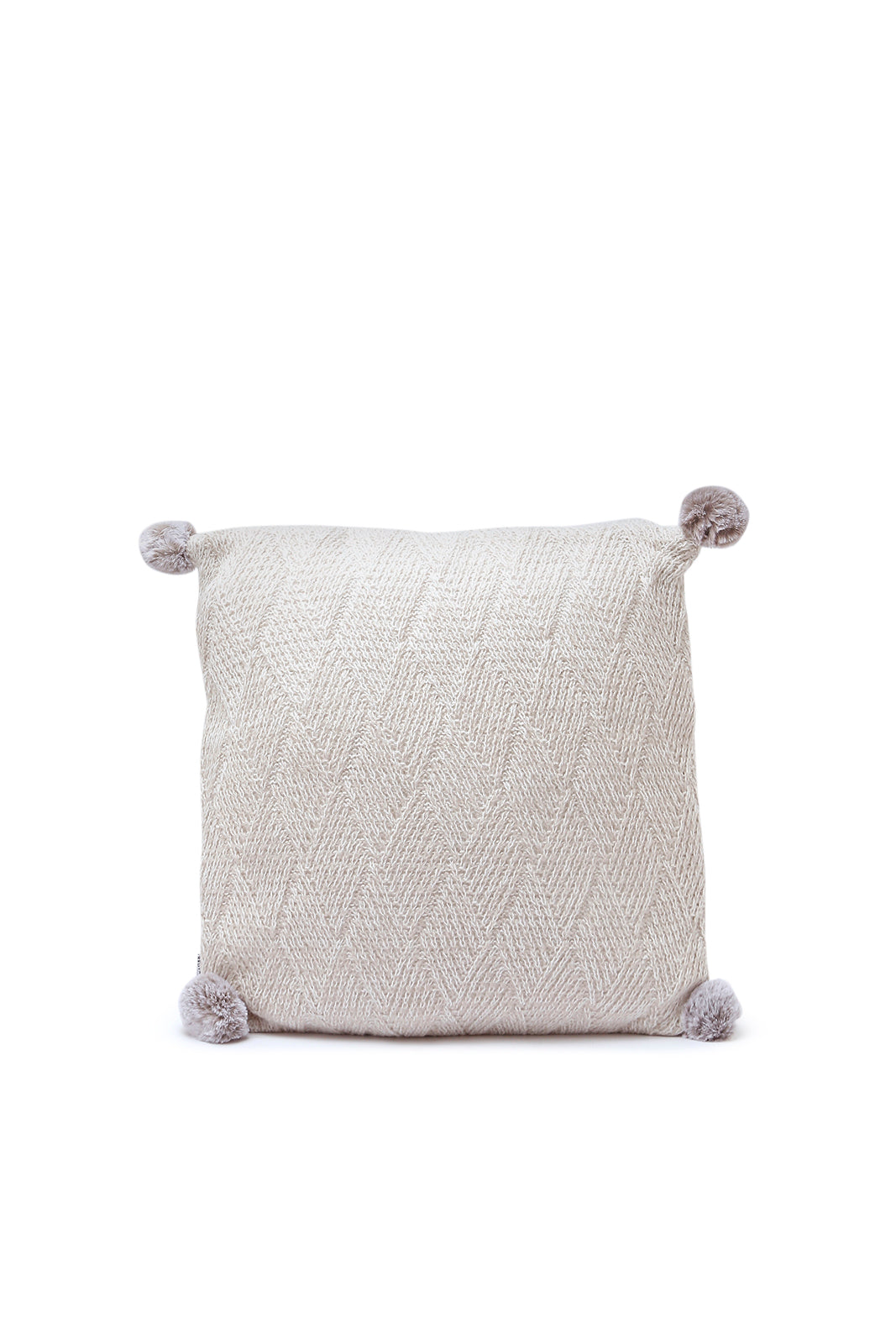 Redtag-Beige-Textured-Fur-Cushion-With-Pompom-Category:Cushions,-Colour:Beige,-Deals:New-In,-Dept:Home,-Filter:Home-Bedroom,-HMW-BED-Cushions,-New-In-HMW-BED,-Non-Sale,-S23A,-Section:Homewares-Home-Bedroom-