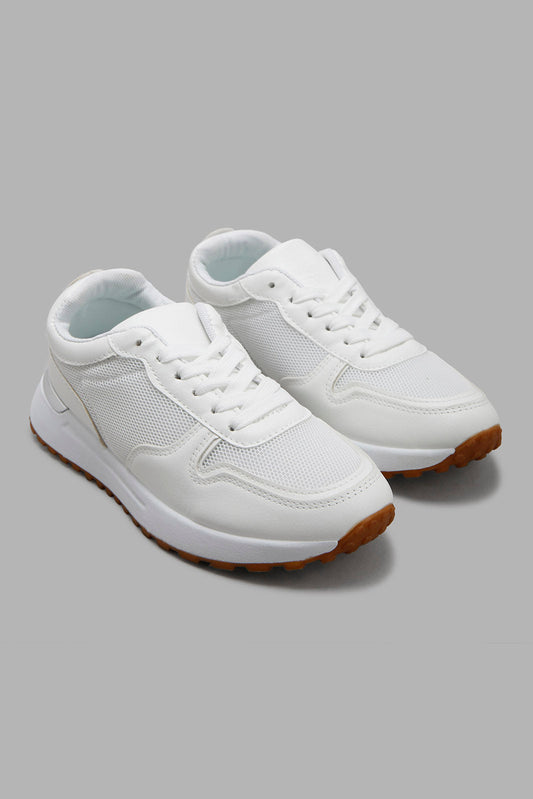 Redtag-White-Lace-Up-With-Gold-Inset-Category:Trainers,-Colour:White,-Deals:New-In,-Filter:Women's-Footwear,-New-In-Women-FOO,-Non-Sale,-Section:Women,-W22B,-Women-Trainers-Women's-