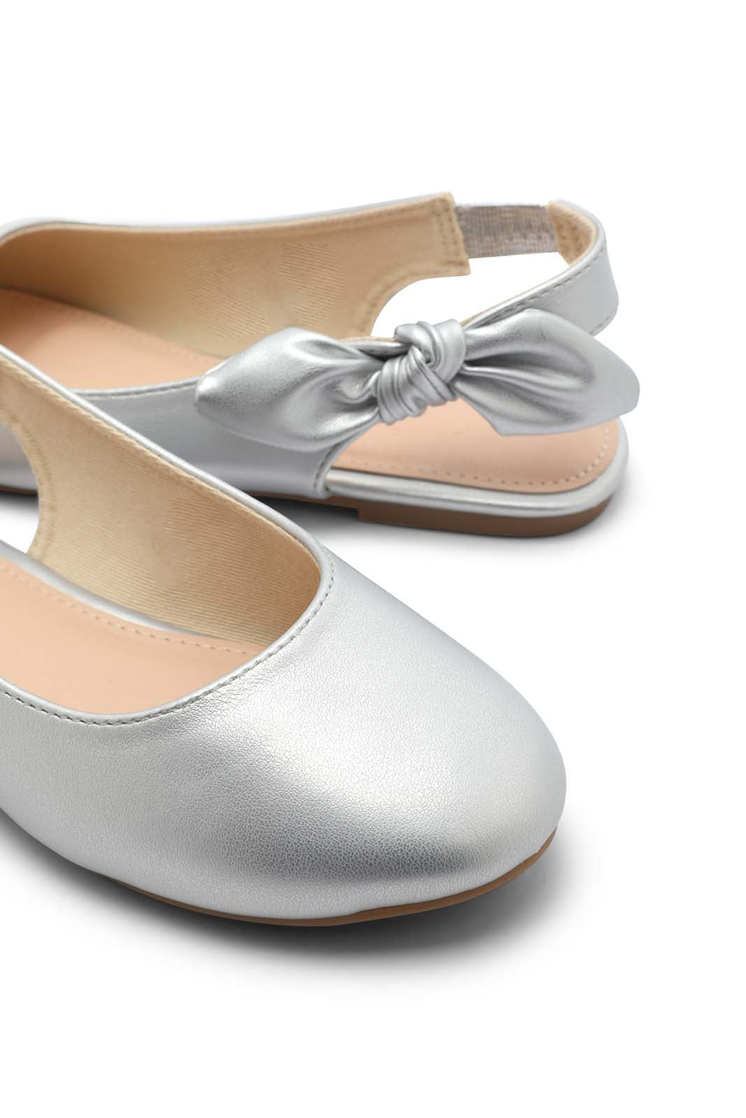 Redtag-Silver-Bow-Trim-Mule-Category:Sandals,-Colour:Silver,-Deals:New-In,-Dept:Girls,-Filter:Girls-Footwear-(5-to-14-Yrs),-GSR-Sandals,-New-In-GSR-FOO,-Non-Sale,-Section:Girls-(0-to-14Yrs),-W22B-Senior-Girls-