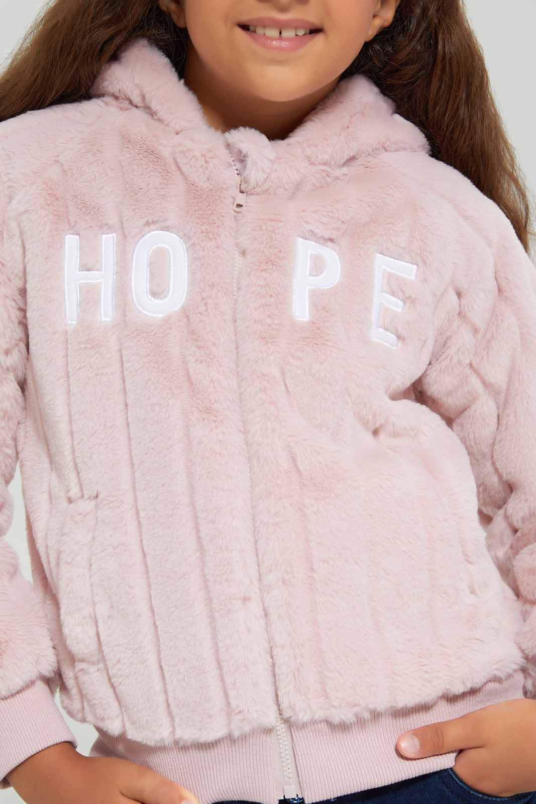 Redtag-Pink-Long-Sleeve-Sweatshirt-With-Hood-Category:Sweatshirts,-Colour:Apricot,-Deals:New-In,-EHW,-Filter:Girls-(2-to-8-Yrs),-GIR-Sweatshirts,-New-In-GIR-APL,-Non-Sale,-Section:Girls-(0-to-14Yrs),-W22B-Girls-2 to 8 Years