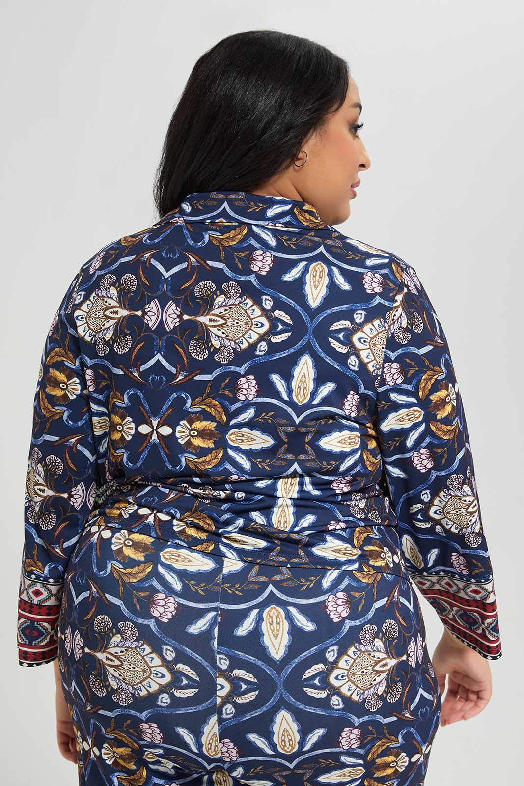 Redtag-Navy-Printed-Buttoned-Long-Sleeve-Top-With-Border-Category:Tops,-Colour:Assorted,-Deals:New-In,-Filter:Plus-Size,-LDP-Tops,-New-In-LDP-APL,-Non-Sale,-Section:Women,-W22B-Women's-