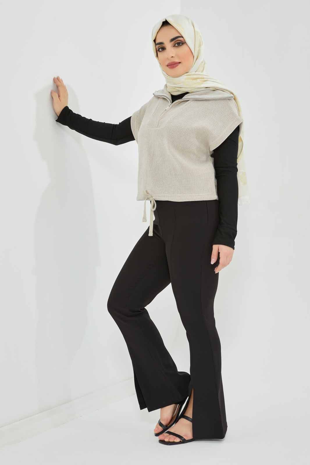 Redtag-Collared-Short-Sleeve-Sweatshirt-Category:Sweatshirts,-Colour:Grey,-Deals:New-In,-Filter:Women's-Clothing,-LMC,-Modest,-New-In-Women-APL,-Non-Sale,-Section:Women,-W22B,-Women-Sweatshirts--