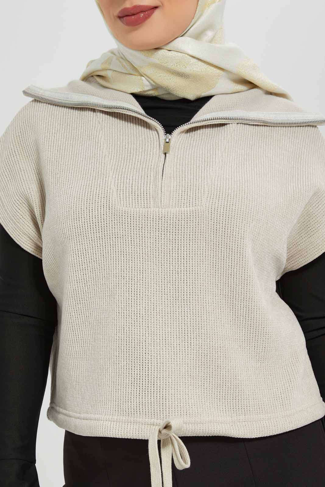 Redtag-Collared-Short-Sleeve-Sweatshirt-Category:Sweatshirts,-Colour:Grey,-Deals:New-In,-Filter:Women's-Clothing,-LMC,-Modest,-New-In-Women-APL,-Non-Sale,-Section:Women,-W22B,-Women-Sweatshirts--