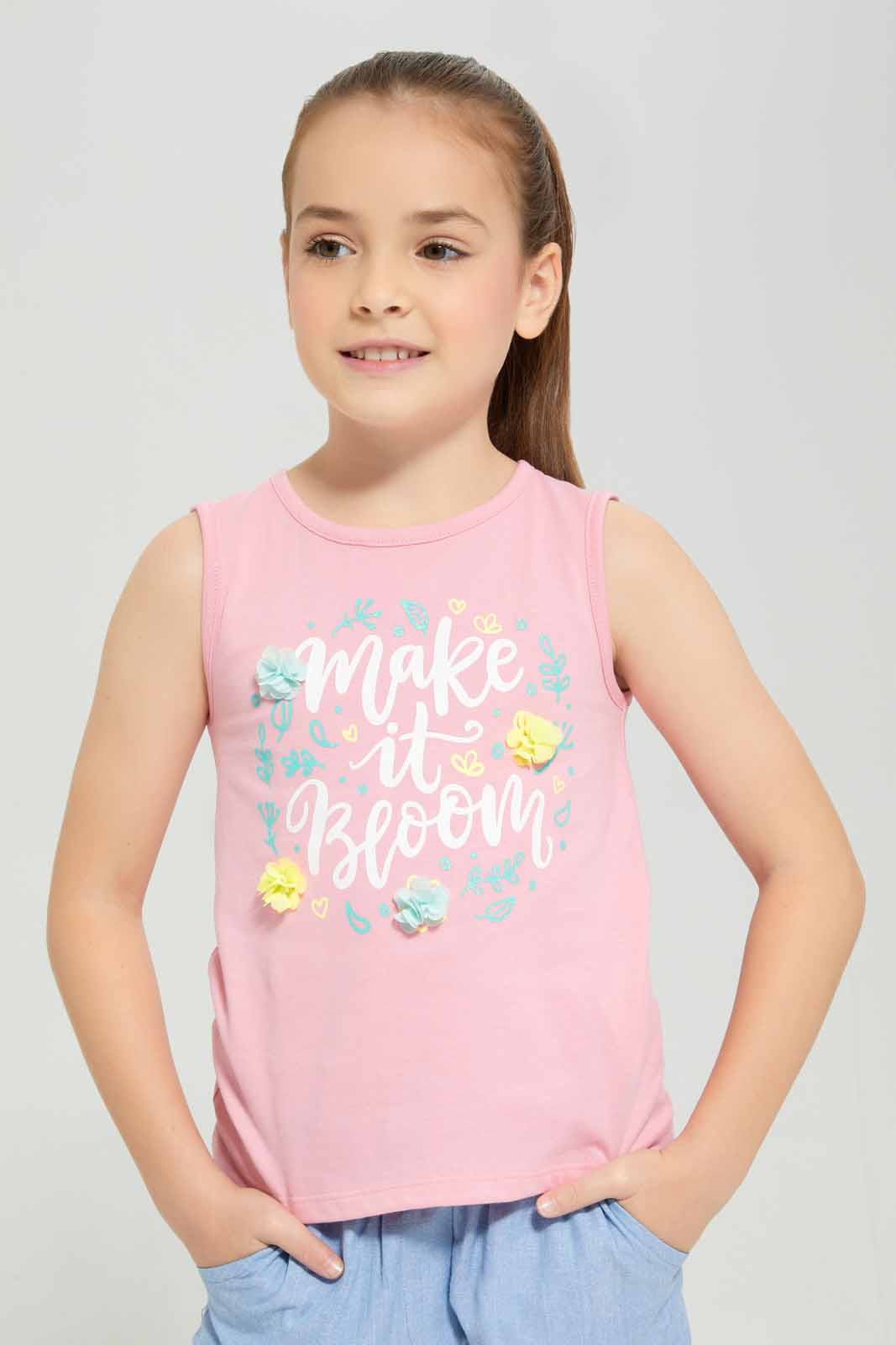 Redtag-Pink-Knitted-Top-And-Woven-Short-Sets-Category:Sets,-Colour:Apricot,-Deals:New-In,-Filter:Girls-(2-to-8-Yrs),-GIR-Sets,-New-In-GIR-APL,-Non-Sale,-Section:Girls-(0-to-14Yrs),-W22A-Girls-2 to 8 Years