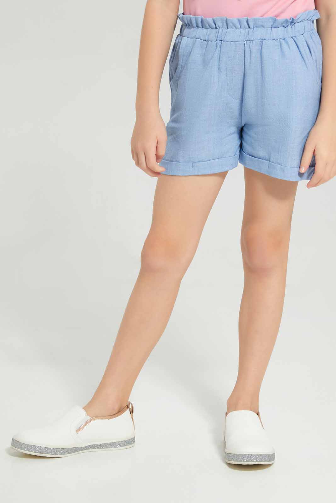 Redtag-Pink-Knitted-Top-And-Woven-Short-Sets-Category:Sets,-Colour:Apricot,-Deals:New-In,-Filter:Girls-(2-to-8-Yrs),-GIR-Sets,-New-In-GIR-APL,-Non-Sale,-Section:Girls-(0-to-14Yrs),-W22A-Girls-2 to 8 Years