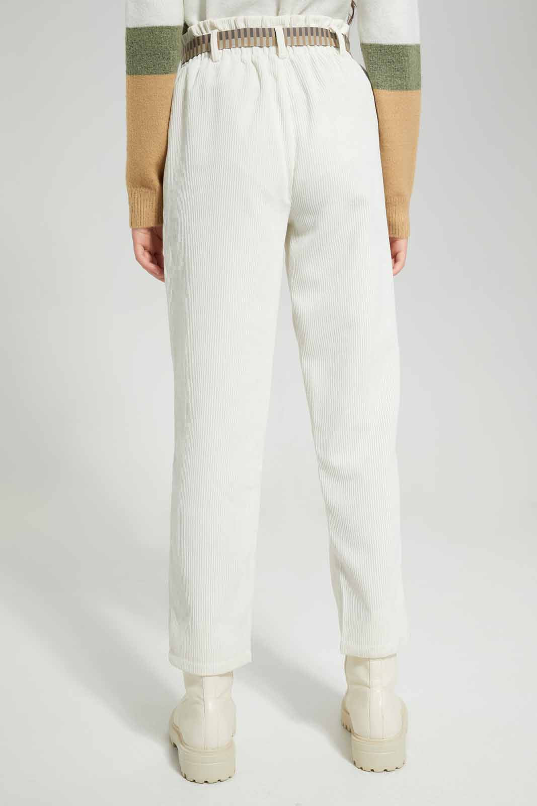 Redtag-White-Cordorouy-Trouser-W/-Belt-Category:Trousers,-Colour:White,-Deals:New-In,-Filter:Senior-Girls-(8-to-14-Yrs),-GSR-Trousers,-New-In-GSR-APL,-Non-Sale,-Section:Girls-(0-to-14Yrs),-W22B-Senior-Girls-9 to 14 Years