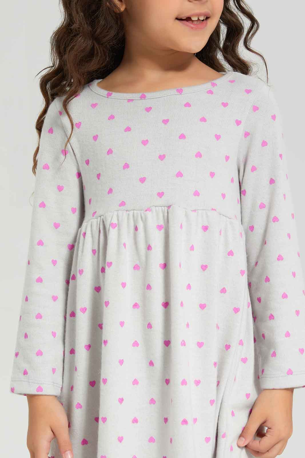 Redtag-Pink-Knitted-Y/D-Check-Long-Sleeve-Dress-Category:Dresses,-Colour:Apricot,-Deals:New-In,-Dept:Girls,-Filter:Girls-(2-to-8-Yrs),-GIR-Dresses,-New-In-GIR-APL,-Non-Sale,-Section:Girls-(0-to-14Yrs),-W22B-Girls-2 to 8 Years
