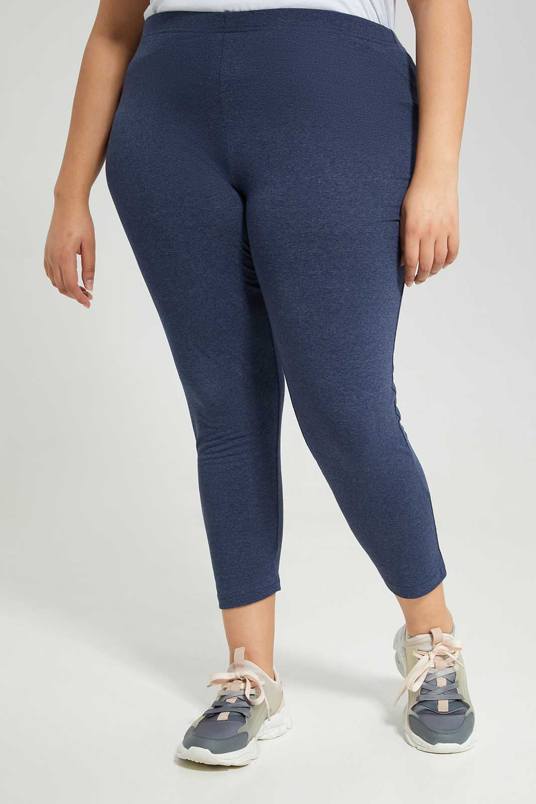 Plus Size Women Navy And Grey Basic Legging (2 Piece)