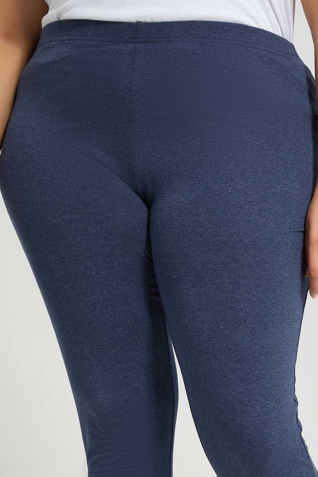 Plus Size Women Navy And Grey Basic Legging (2 Piece)