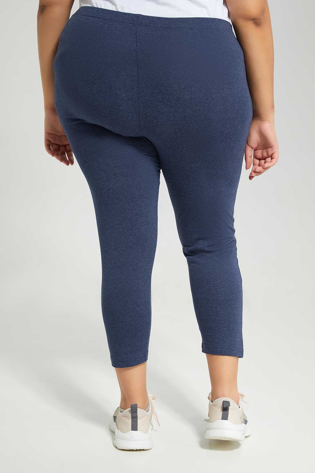Plus Size Women Navy And Grey Basic Legging (2 Piece)