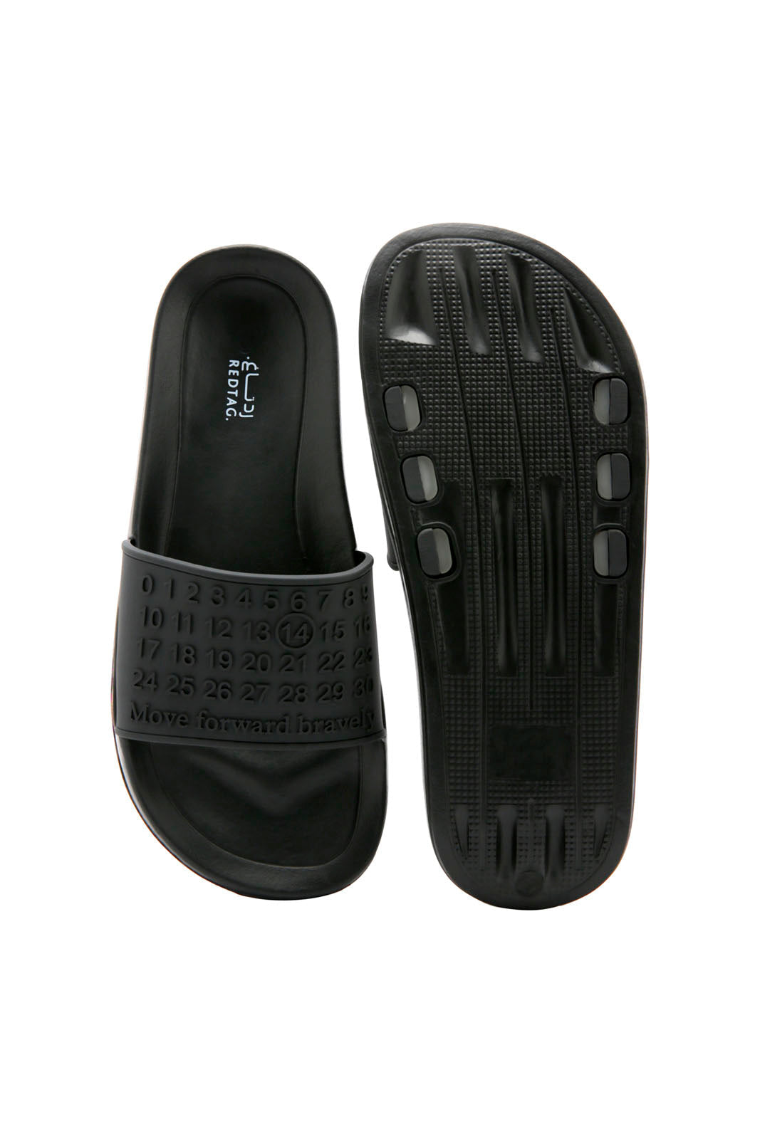 Redtag-Black-Embossed-Slide-Category:Flip-Flops,-Colour:Black,-Deals:New-In,-Dept:Menswear,-Filter:Men's-Footwear,-Men-Flip-Flops,-New-In-Men-FOO,-Non-Sale,-Section:Men,-W22B-Men's-