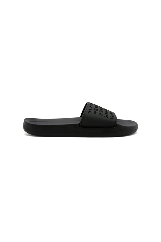 Redtag-Black-Embossed-Slide-Category:Flip-Flops,-Colour:Black,-Deals:New-In,-Dept:Menswear,-Filter:Men's-Footwear,-Men-Flip-Flops,-New-In-Men-FOO,-Non-Sale,-Section:Men,-W22B-Men's-