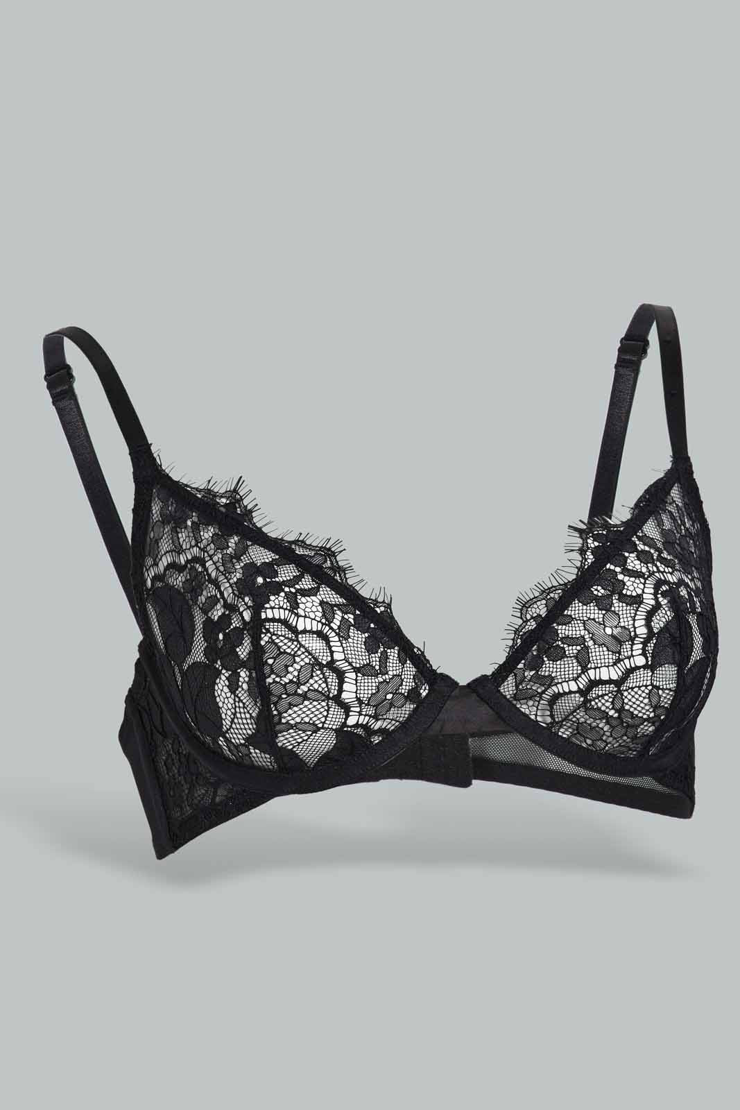 Redtag-Black-Lace-Bra-Non-Padded-Category:Bras,-Colour:Black,-Deals:New-In,-Filter:Women's-Clothing,-New-In-Women-APL,-Non-Sale,-Section:Women,-W22B,-Women-Bras--