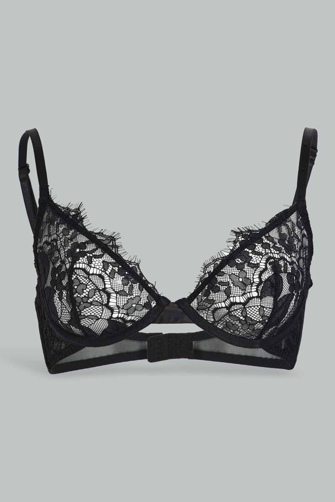 Redtag-Black-Lace-Bra-Non-Padded-Category:Bras,-Colour:Black,-Deals:New-In,-Filter:Women's-Clothing,-New-In-Women-APL,-Non-Sale,-Section:Women,-W22B,-Women-Bras--