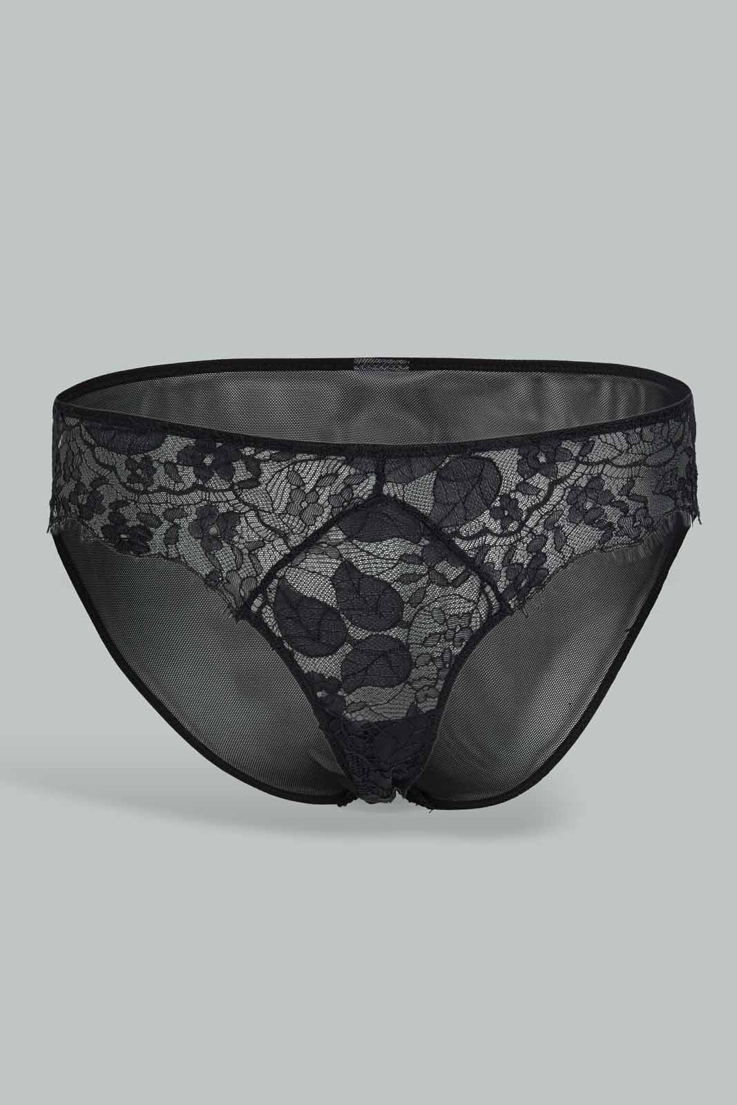 Redtag-Black-Lace-Bikini-Brief-Category:Briefs,-Colour:Black,-Deals:New-In,-Dept:Ladieswear,-Filter:Women's-Clothing,-New-In-Women-APL,-Non-Sale,-Section:Women,-W22B,-Women-Briefs--
