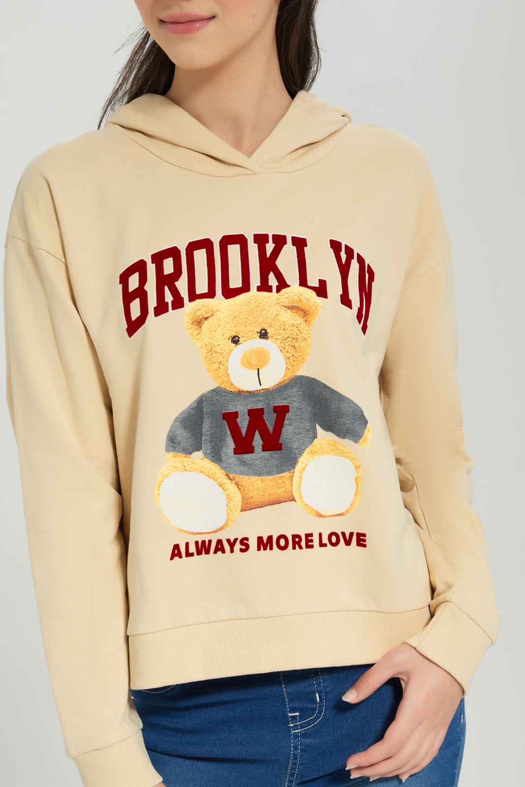 Redtag-Beige-Hoody-Teddy-Bear-Category:Sweatshirts,-Colour:Beige,-Deals:New-In,-Dept:Girls,-Filter:Senior-Girls-(8-to-14-Yrs),-GSR-Sweatshirts,-New-In-GSR-APL,-Non-Sale,-Section:Girls-(0-to-14Yrs),-W22B-Senior-Girls-9 to 14 Years