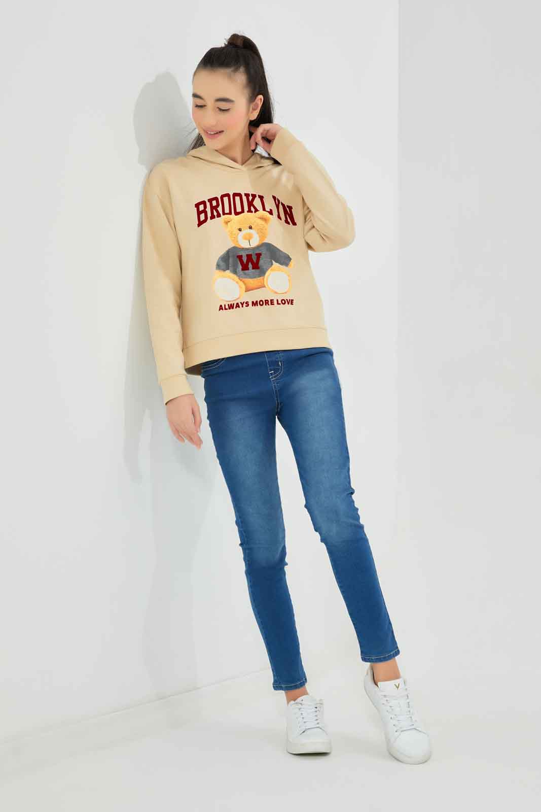 Redtag-Beige-Hoody-Teddy-Bear-Category:Sweatshirts,-Colour:Beige,-Deals:New-In,-Dept:Girls,-Filter:Senior-Girls-(8-to-14-Yrs),-GSR-Sweatshirts,-New-In-GSR-APL,-Non-Sale,-Section:Girls-(0-to-14Yrs),-W22B-Senior-Girls-9 to 14 Years
