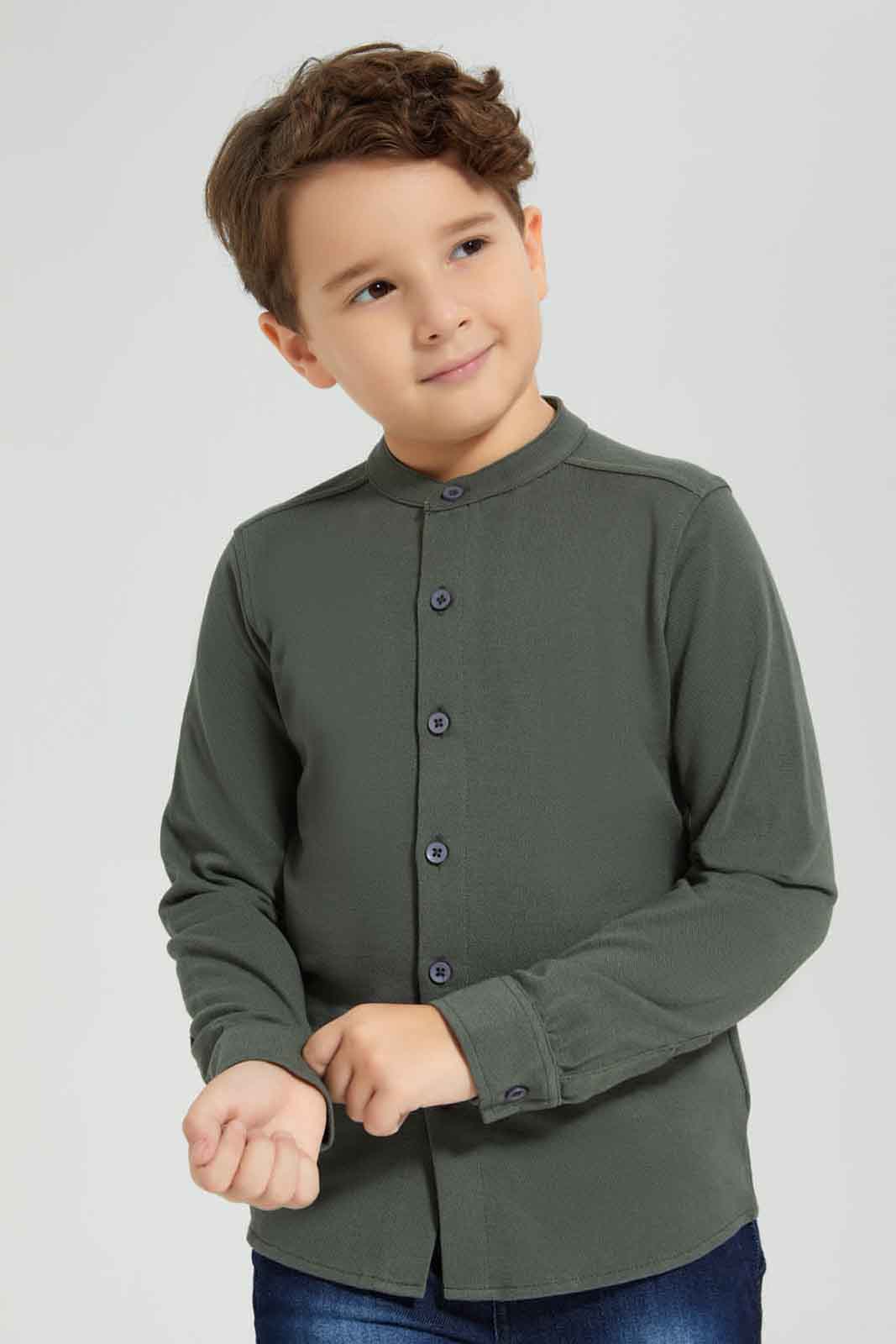 Redtag-Olive-Pique-Long-Sleeve-Shirt-BOY-Shirts,-Category:Shirts,-Colour:Olive,-Deals:New-In,-Dept:Boys,-Filter:Boys-(2-to-8-Yrs),-New-In-BOY-APL,-Non-Sale,-Section:Boys-(0-to-14Yrs),-TBL,-W22B-Boys-2 to 8 Years