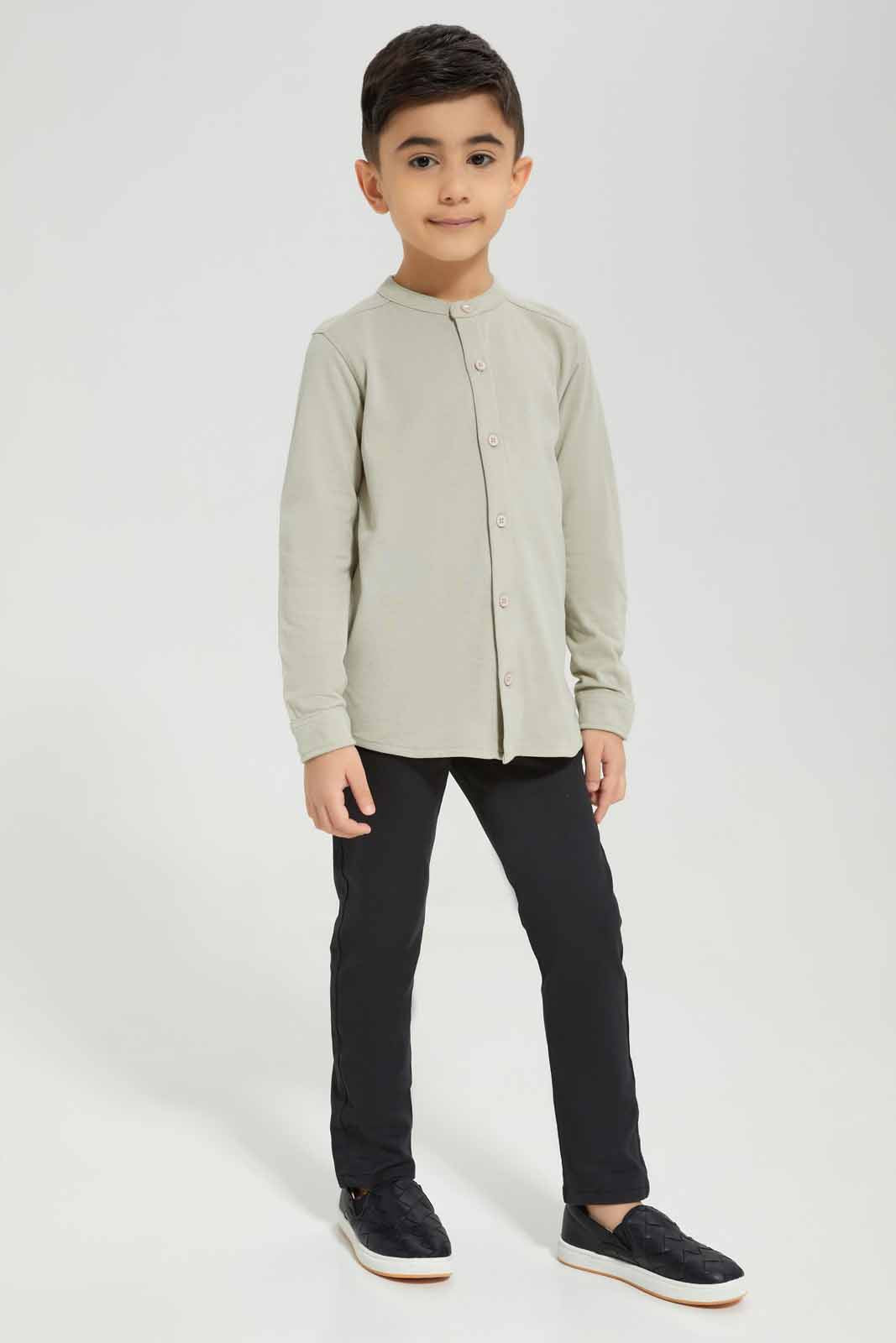 Redtag-Stone-Pique-Long-Sleeve-Shirt-BOY-Shirts,-Category:Shirts,-Colour:Beige,-Deals:New-In,-Filter:Boys-(2-to-8-Yrs),-New-In-BOY-APL,-Non-Sale,-Section:Boys-(0-to-14Yrs),-TBL,-W22B-Boys-2 to 8 Years