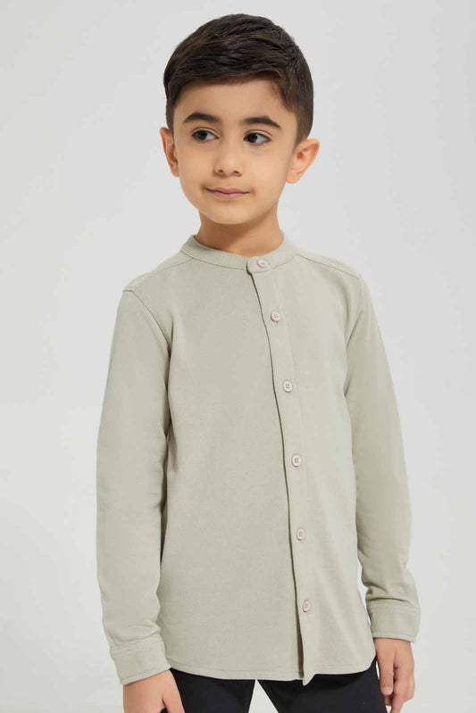 Redtag-Stone-Pique-Long-Sleeve-Shirt-BOY-Shirts,-Category:Shirts,-Colour:Beige,-Deals:New-In,-Filter:Boys-(2-to-8-Yrs),-New-In-BOY-APL,-Non-Sale,-Section:Boys-(0-to-14Yrs),-TBL,-W22B-Boys-2 to 8 Years