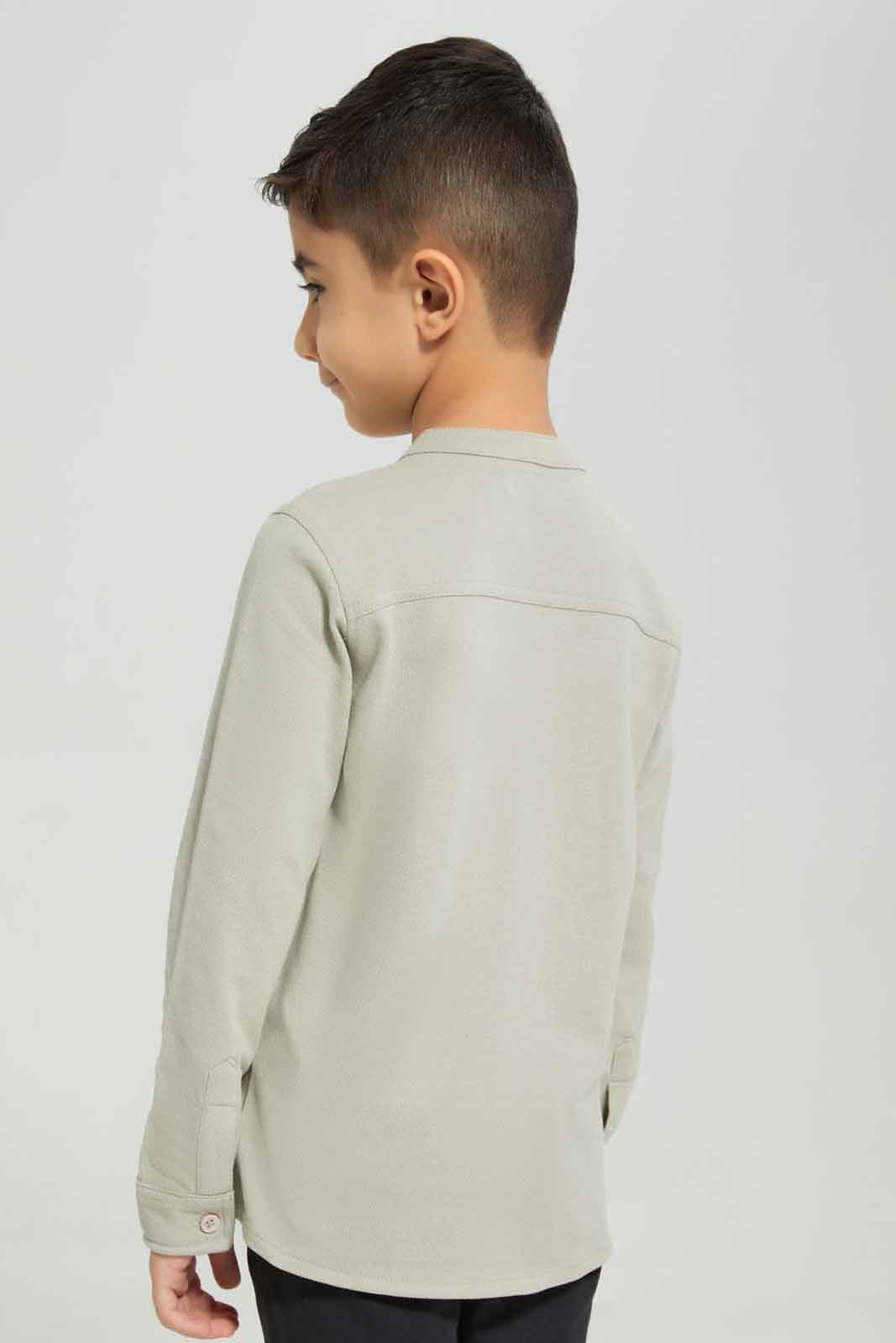 Redtag-Stone-Pique-Long-Sleeve-Shirt-BOY-Shirts,-Category:Shirts,-Colour:Beige,-Deals:New-In,-Filter:Boys-(2-to-8-Yrs),-New-In-BOY-APL,-Non-Sale,-Section:Boys-(0-to-14Yrs),-TBL,-W22B-Boys-2 to 8 Years