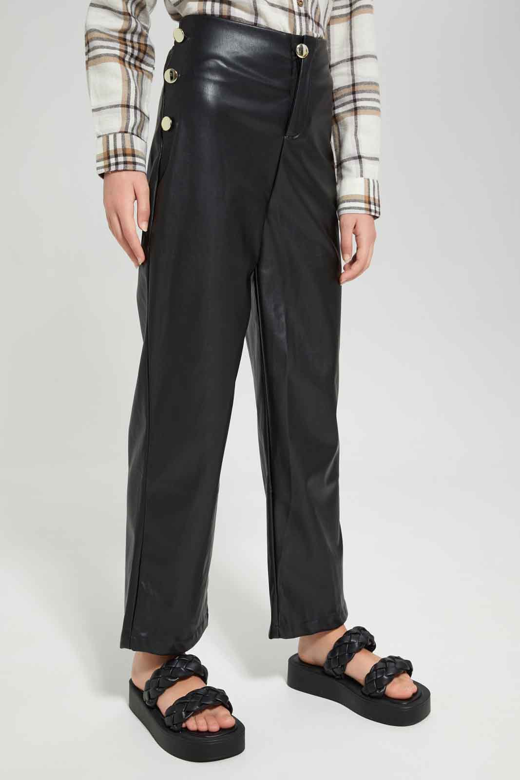 Redtag-Black-Pu-trouser-BTS,-Category:Trousers,-Colour:Black,-Deals:New-In,-Dept:Girls,-Filter:Senior-Girls-(8-to-14-Yrs),-GSR-Trousers,-New-In-GSR-APL,-Non-Sale,-Section:Girls-(0-to-14Yrs),-W22B-Senior-Girls-9 to 14 Years