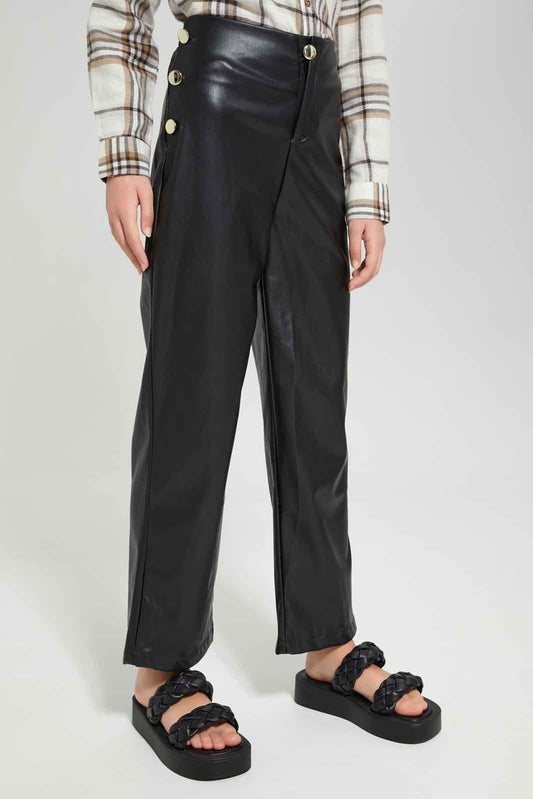 Redtag-Black-Pu-trouser-BTS,-Category:Trousers,-Colour:Black,-Deals:New-In,-Dept:Girls,-Filter:Senior-Girls-(8-to-14-Yrs),-GSR-Trousers,-New-In-GSR-APL,-Non-Sale,-Section:Girls-(0-to-14Yrs),-W22B-Senior-Girls-9 to 14 Years