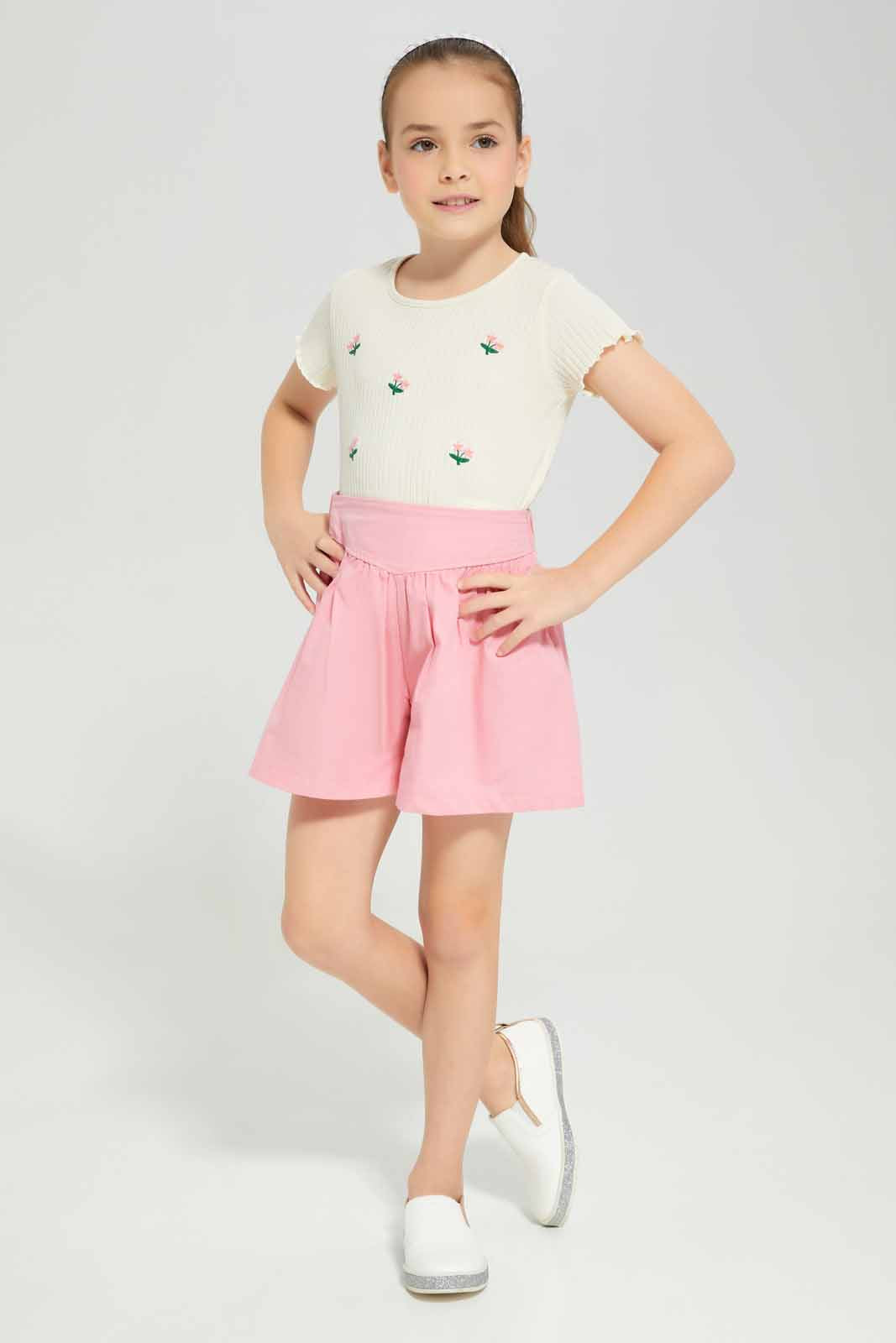 Girls White and Pink Embellished Sets (2 Piece)