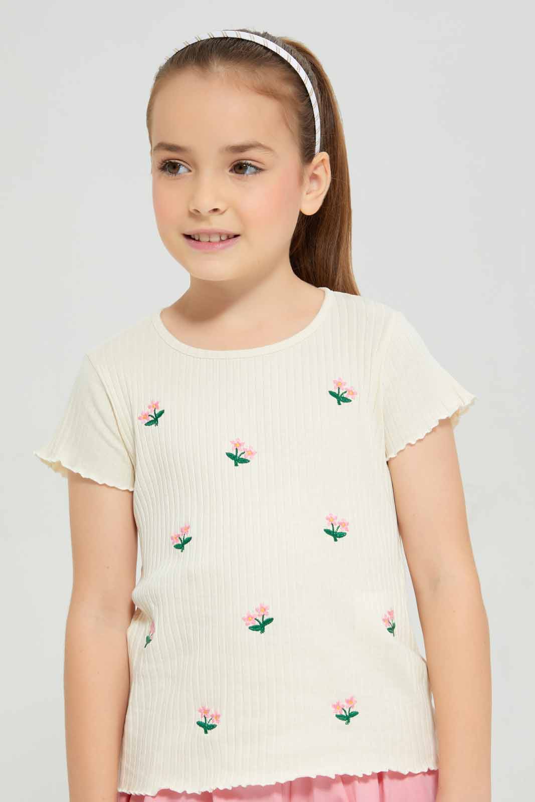 Girls White and Pink Embellished Sets (2 Piece)
