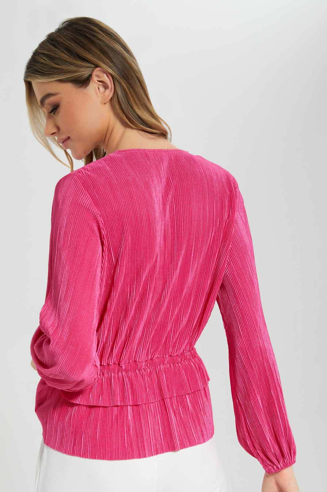 Redtag-Pink-Plisse-Peplum-Top-Category:Tops,-Colour:Apricot,-Deals:New-In,-Filter:Women's-Clothing,-New-In-Women-APL,-Non-Sale,-Section:Women,-W22B,-Women-Tops-Women's-