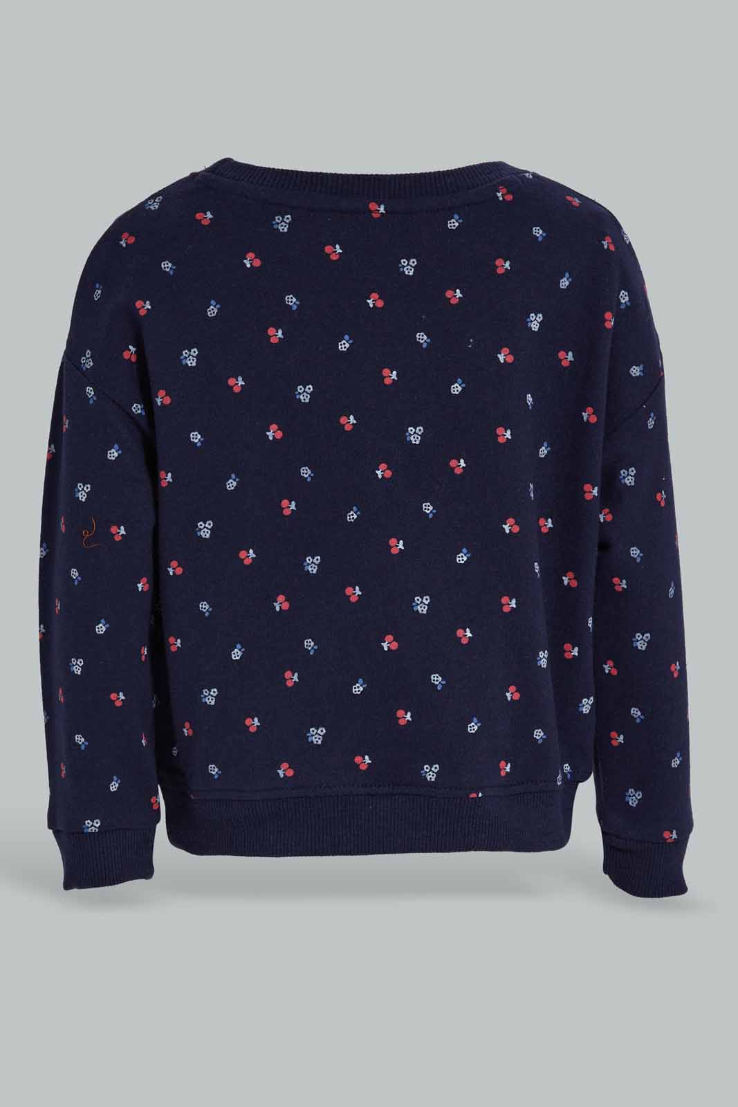 Redtag-Navy-Floral-AOP-SweatShirt-Category:Sweatshirts,-Colour:Navy,-Deals:New-In,-Filter:Infant-Girls-(3-to-24-Mths),-ING-Sweatshirts,-New-In-ING-APL,-Non-Sale,-Section:Girls-(0-to-14Yrs),-TBL,-W22B-Infant-Girls-3 to 24 Months