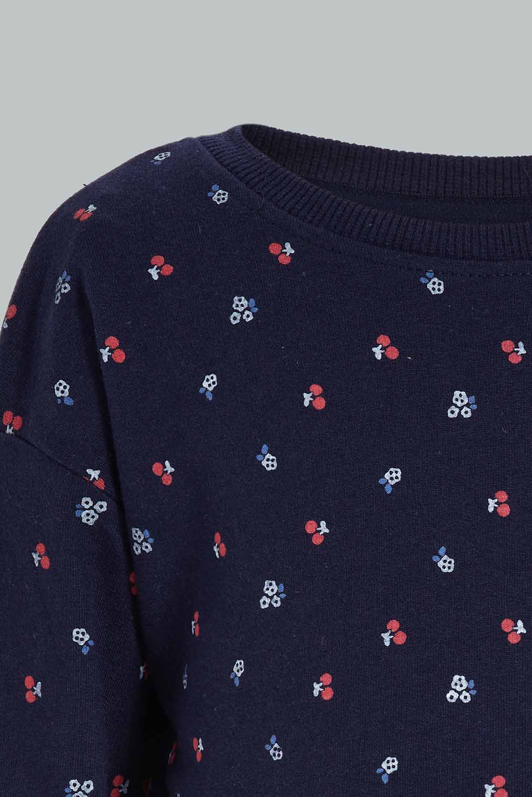 Redtag-Navy-Floral-AOP-SweatShirt-Category:Sweatshirts,-Colour:Navy,-Deals:New-In,-Filter:Infant-Girls-(3-to-24-Mths),-ING-Sweatshirts,-New-In-ING-APL,-Non-Sale,-Section:Girls-(0-to-14Yrs),-TBL,-W22B-Infant-Girls-3 to 24 Months