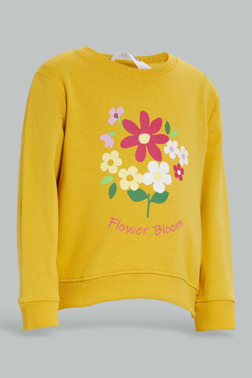 Redtag-Mustard-Floral-Placement-Print-SweatShirt-Category:Sweatshirts,-Colour:Mustard,-Deals:New-In,-Filter:Infant-Girls-(3-to-24-Mths),-ING-Sweatshirts,-New-In-ING-APL,-Non-Sale,-Section:Girls-(0-to-14Yrs),-TBL,-W22B-Infant-Girls-3 to 24 Months