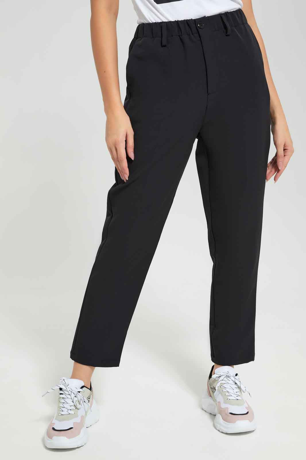 Redtag-Black-Elasticated-WaistBand-Trouser-Category:Trousers,-Colour:Black,-Deals:New-In,-Filter:Women's-Clothing,-New-In-Women-APL,-Non-Sale,-Section:Women,-W22B,-Women-Trousers-Women's-