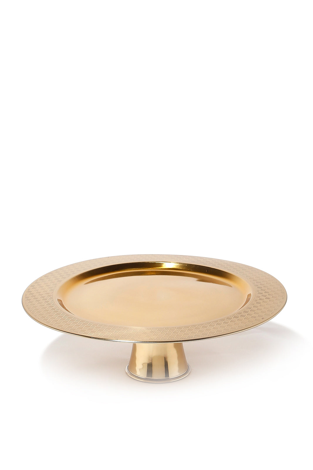 Redtag-Gold-Metal-Etched-Cake-Stand-Hammered-Category:Bakeware,-Colour:Gold,-Deals:New-In,-Dept:Home,-Filter:Home-Dining,-HMW-DIN-Serveware,-New-In-HMW-DIN,-Non-Sale,-Section:Homewares,-W22B-Home-Dining-