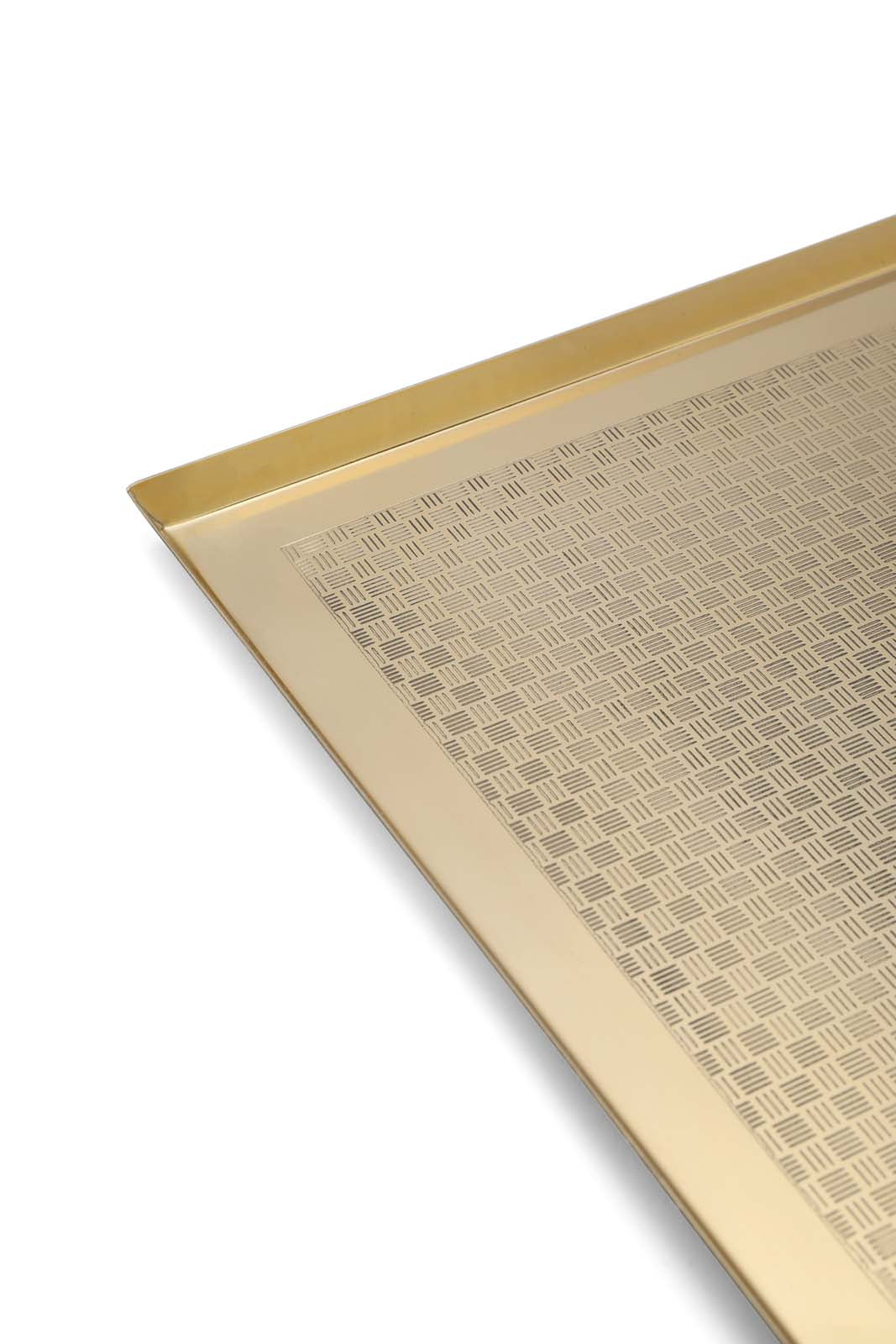 Redtag-Gold-Metal-Square-Etched-Platter-Category:Plates,-Colour:Gold,-Deals:New-In,-Dept:Home,-Filter:Home-Dining,-HMW-DIN-Serveware,-New-In-HMW-DIN,-Non-Sale,-Section:Homewares,-W22B-Home-Dining-