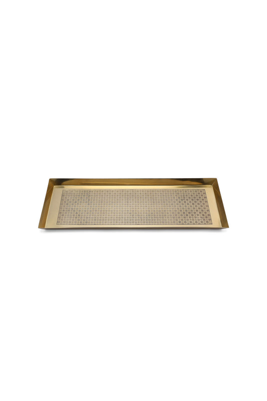 Redtag-Gold-Metal-Rectangle-Etched-Tray-Category:Trays,-Colour:Gold,-Deals:New-In,-Dept:Home,-Filter:Home-Dining,-HMW-DIN-Serveware,-New-In-HMW-DIN,-Non-Sale,-Section:Homewares,-W22B-Home-Dining-