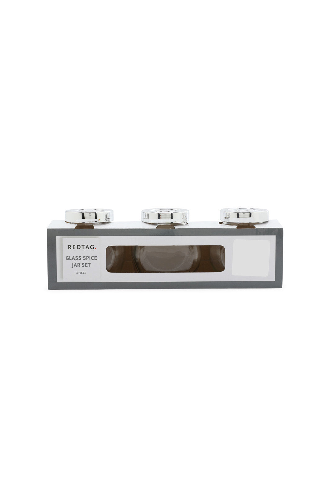 Redtag-Clear-Glass-Spice-Jar-Set-(3-Piece)-Category:Canisters-And-Jars,-Colour:White,-Deals:New-In,-Dept:Home,-Filter:Home-Dining,-HMW-DIN-Storage,-New-In-HMW-DIN,-Non-Sale,-S23A,-Section:Homewares-Home-Dining-