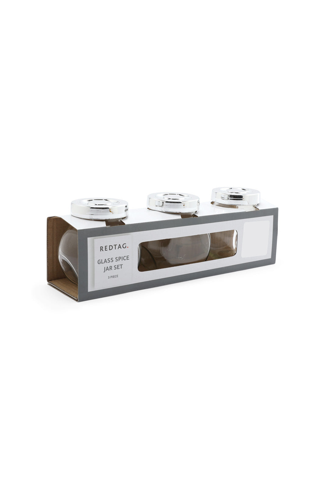 Redtag-Clear-Glass-Spice-Jar-Set-(3-Piece)-Category:Canisters-And-Jars,-Colour:White,-Deals:New-In,-Dept:Home,-Filter:Home-Dining,-HMW-DIN-Storage,-New-In-HMW-DIN,-Non-Sale,-S23A,-Section:Homewares-Home-Dining-