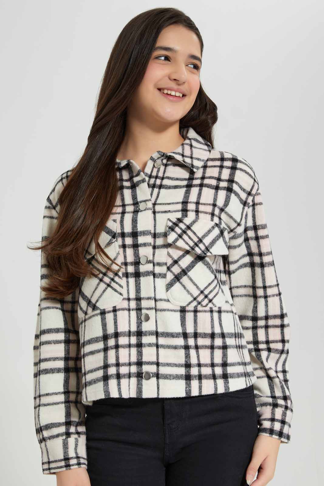 Redtag-Pink-Plaid-Shacket-Category:Jackets,-Colour:Assorted,-Deals:New-In,-Filter:Senior-Girls-(8-to-14-Yrs),-GSR-Jackets,-New-In-GSR-APL,-Non-Sale,-Section:Girls-(0-to-14Yrs),-W22B-Senior-Girls-9 to 14 Years