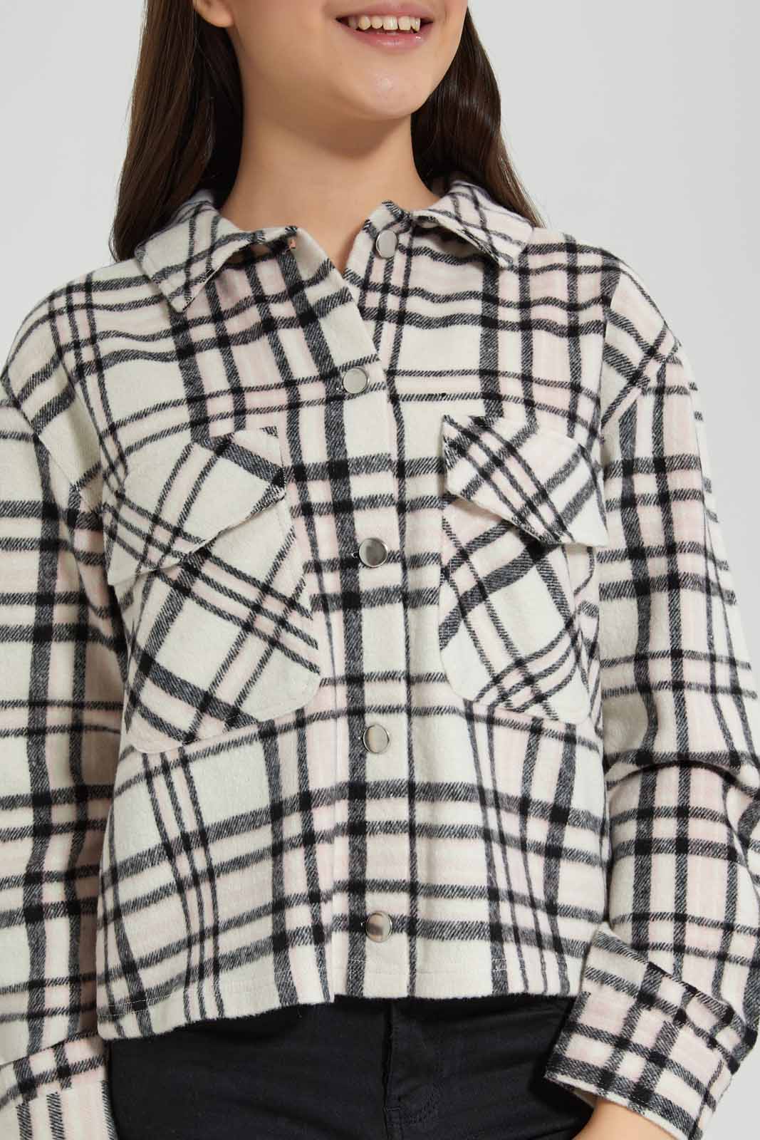 Redtag-Pink-Plaid-Shacket-Category:Jackets,-Colour:Assorted,-Deals:New-In,-Filter:Senior-Girls-(8-to-14-Yrs),-GSR-Jackets,-New-In-GSR-APL,-Non-Sale,-Section:Girls-(0-to-14Yrs),-W22B-Senior-Girls-9 to 14 Years