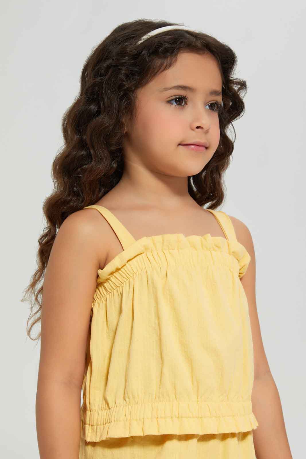 Redtag-Yellow-dobby-skirt-sets-Category:Sets,-Colour:Yellow,-Deals:New-In,-Dept:Girls,-Filter:Girls-(2-to-8-Yrs),-GIR-Sets,-New-In-GIR-APL,-Non-Sale,-Section:Girls-(0-to-14Yrs),-W22A-Girls-2 to 8 Years