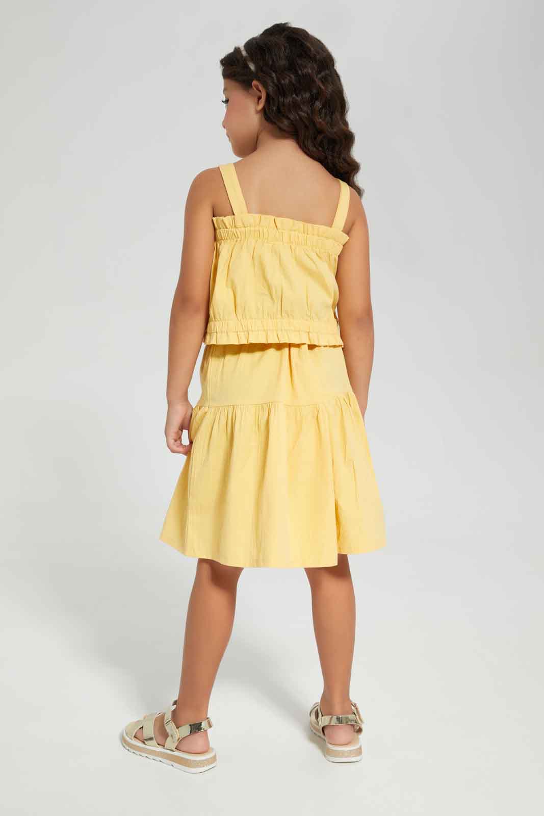 Redtag-Yellow-dobby-skirt-sets-Category:Sets,-Colour:Yellow,-Deals:New-In,-Dept:Girls,-Filter:Girls-(2-to-8-Yrs),-GIR-Sets,-New-In-GIR-APL,-Non-Sale,-Section:Girls-(0-to-14Yrs),-W22A-Girls-2 to 8 Years